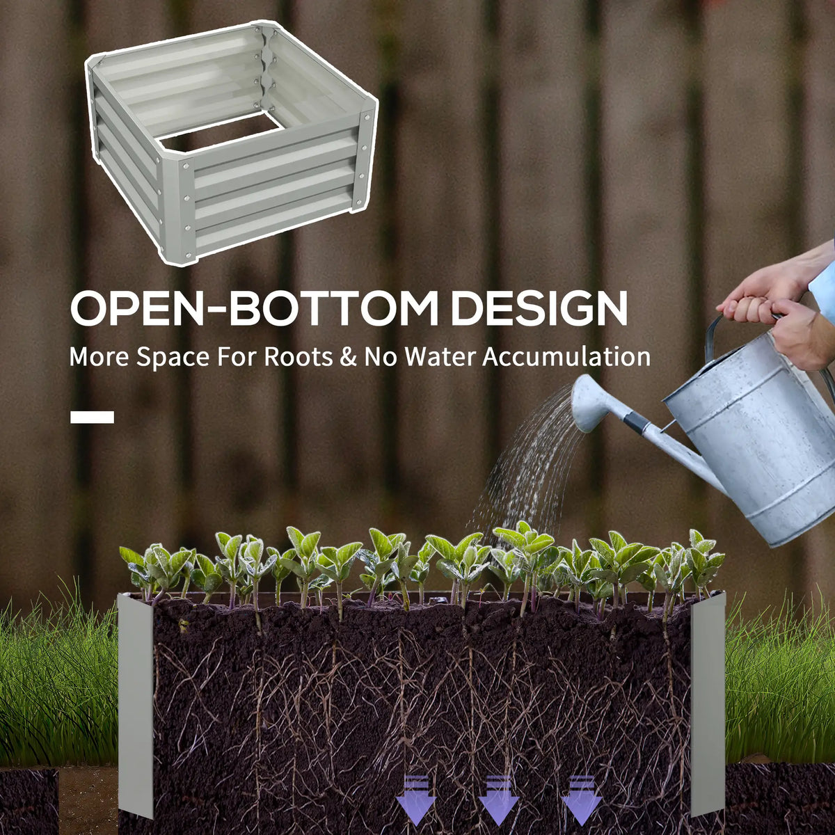 2' x 2' x 1' Raised Garden Bed, Galvanised Steel Frame, Light Grey Raised Garden Beds at Gallery Canada