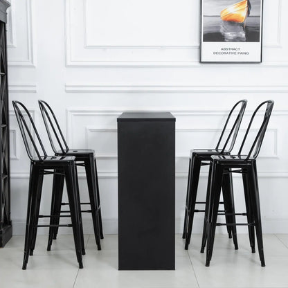 Set of 4 Bar Stools, Industrial Kitchen, Metal Frame, Black Bar Stools at Gallery Canada