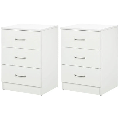 Modern Wood Nightstand, 3 Drawers, Anti-Tipping, Set of 2, White Bedside Tables at Gallery Canada