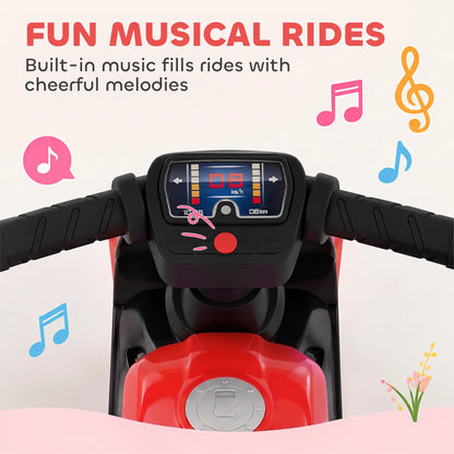 Vélo d'équilibre avec musique, pneus larges, rouge