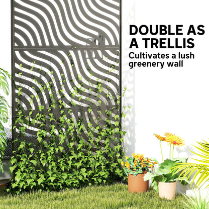 78" X 48" Metal Outdoor Privacy Screen, Freestanding Divider, Black