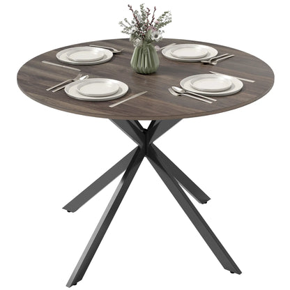 40" Round Kitchen Table For 4, Industrial Dining Table, Distressed Brown Dining Tables Distressed Brown, Black at Gallery Canada