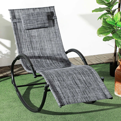 Outdoor Rocking Chair, Zero Gravity Rocker with Mesh Seat, Padded Pillow, Grey Outdoor Rocking Chairs at Gallery Canada