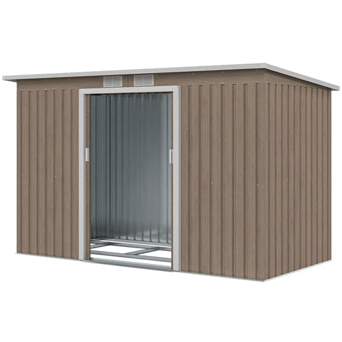9' x 4' Metal Storage Shed, Foundation Kit, Ventilation, Light Grey
