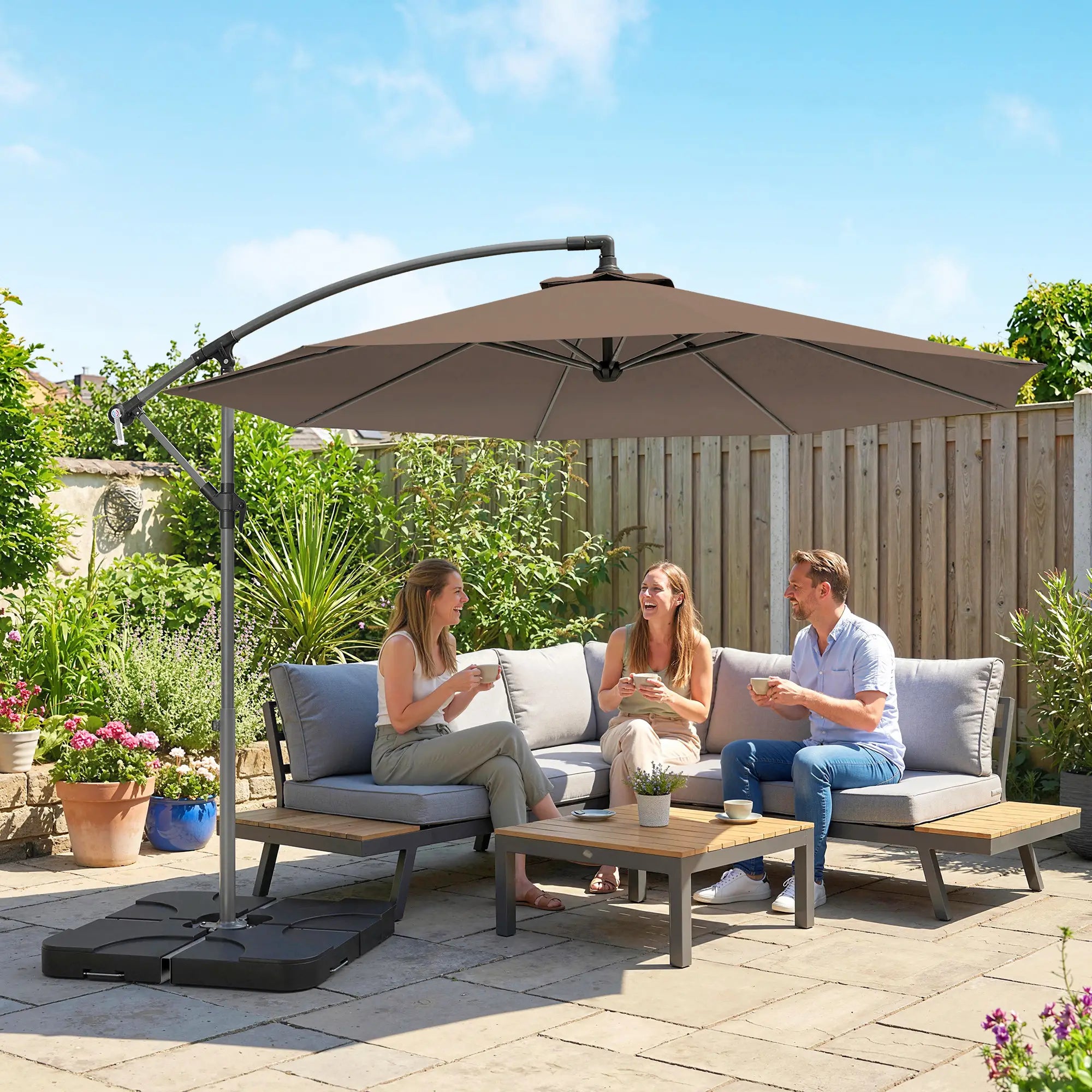 9.6ft Offset Patio Umbrella, Hanging Parasol, Crank, Base Cantilever Umbrellas at Gallery Canada