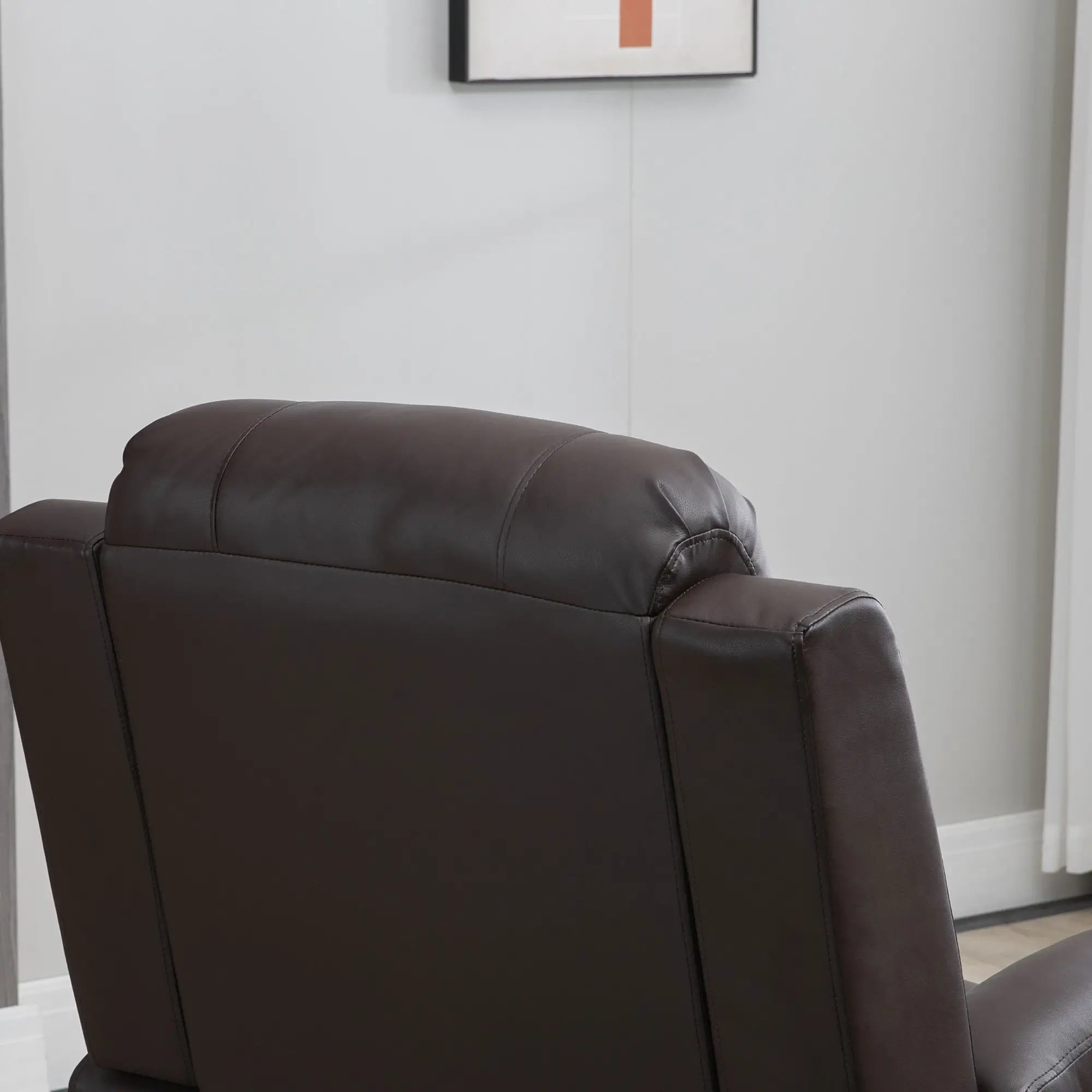 Electric Power Lift Chair, PU Leather Recliner Sofa with Footrest, Remote Control and Cup Holders, Brown Electric Power Lift Chairs at Gallery Canada