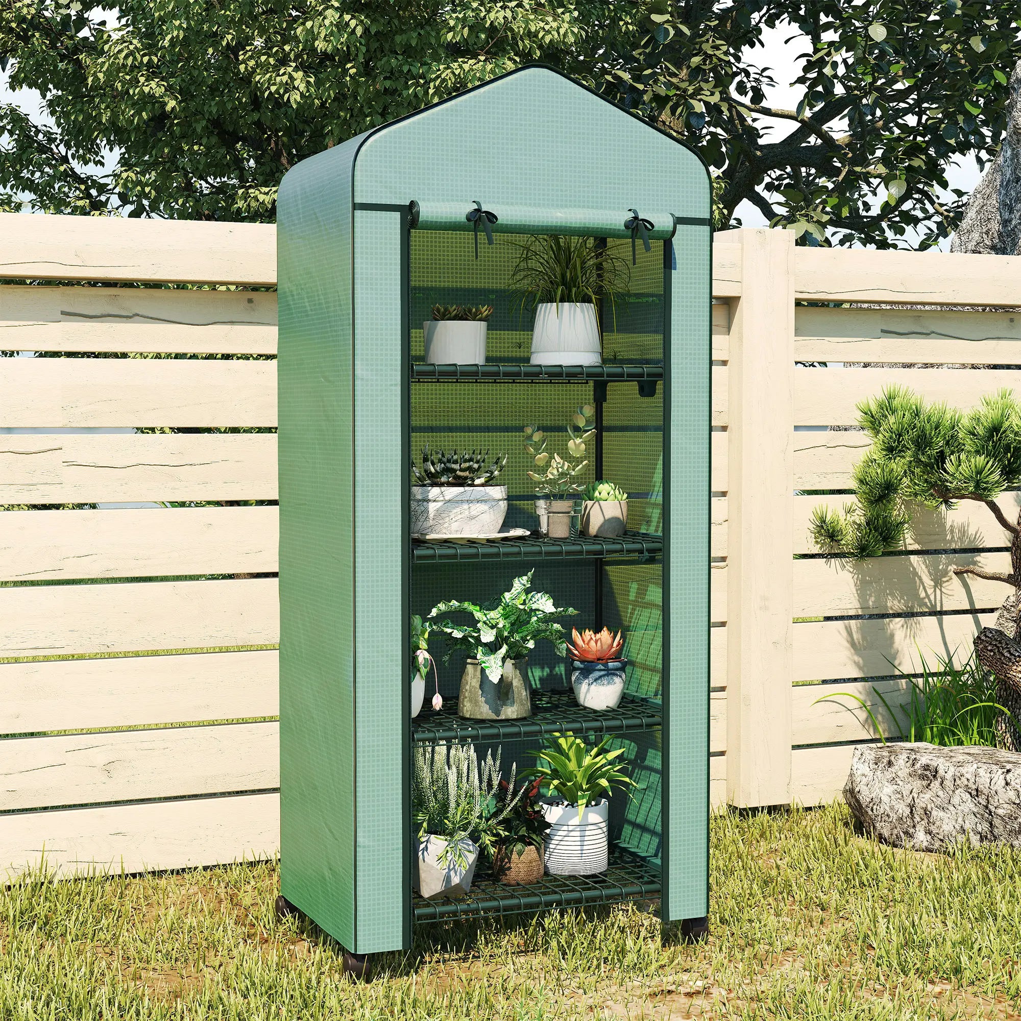 Portable Greenhouse, 4 Tier Shelves, PE Cover, Green Walk In Greenhouses at Gallery Canada