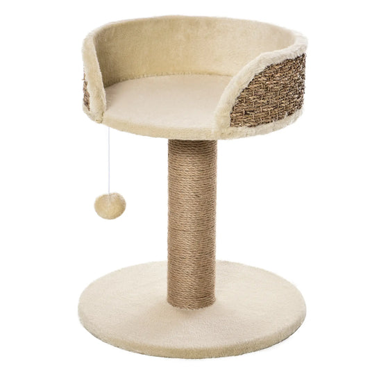 Cat Tree with Scratching Post, Toy Ball, Perch, 16" x 16" x 19", Beige Cat Posts Beige at Gallery Canada