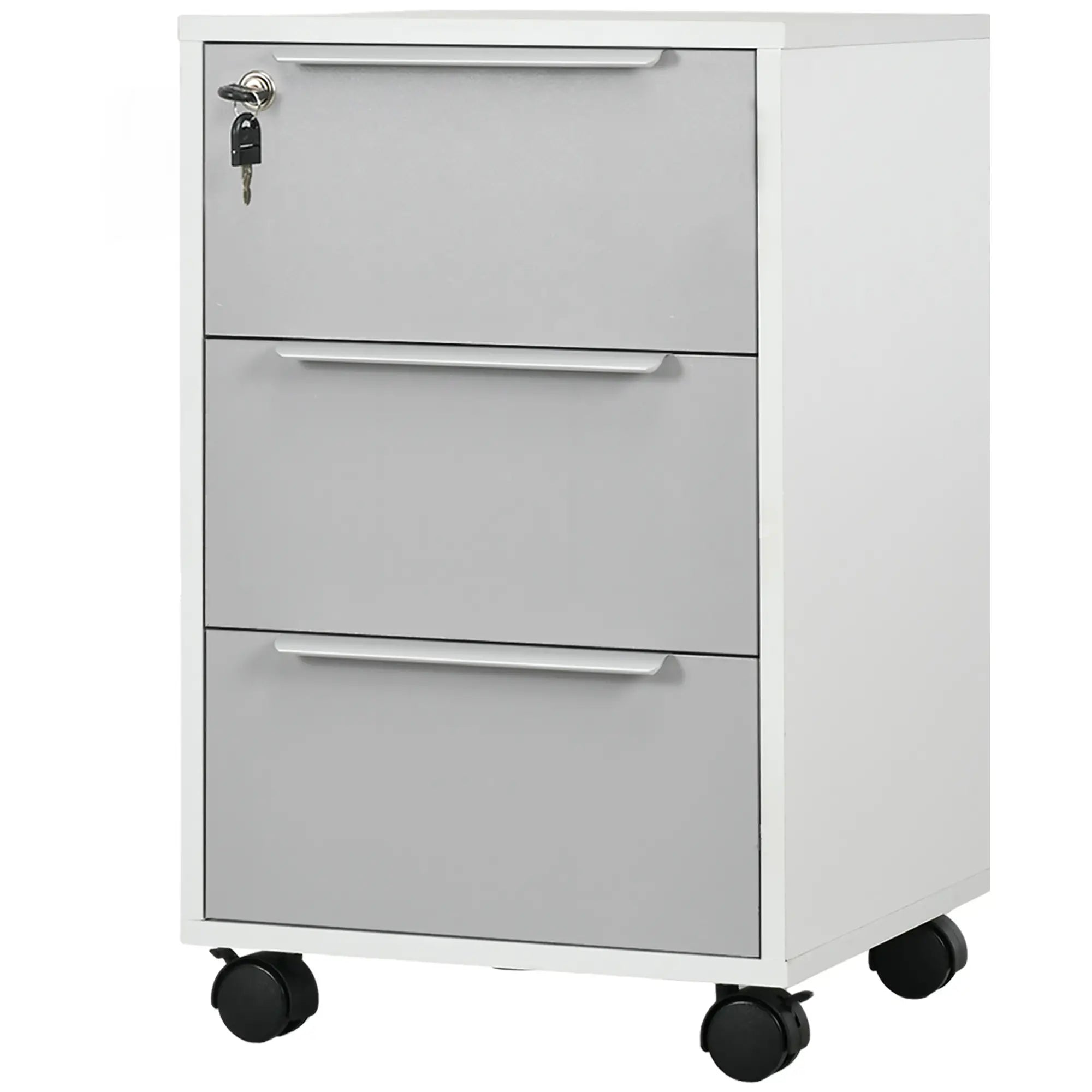 3 Drawer File Cabinet with Wheels, Vertical, Lock, Grey Office Cabinets & Cupboards at Gallery Canada