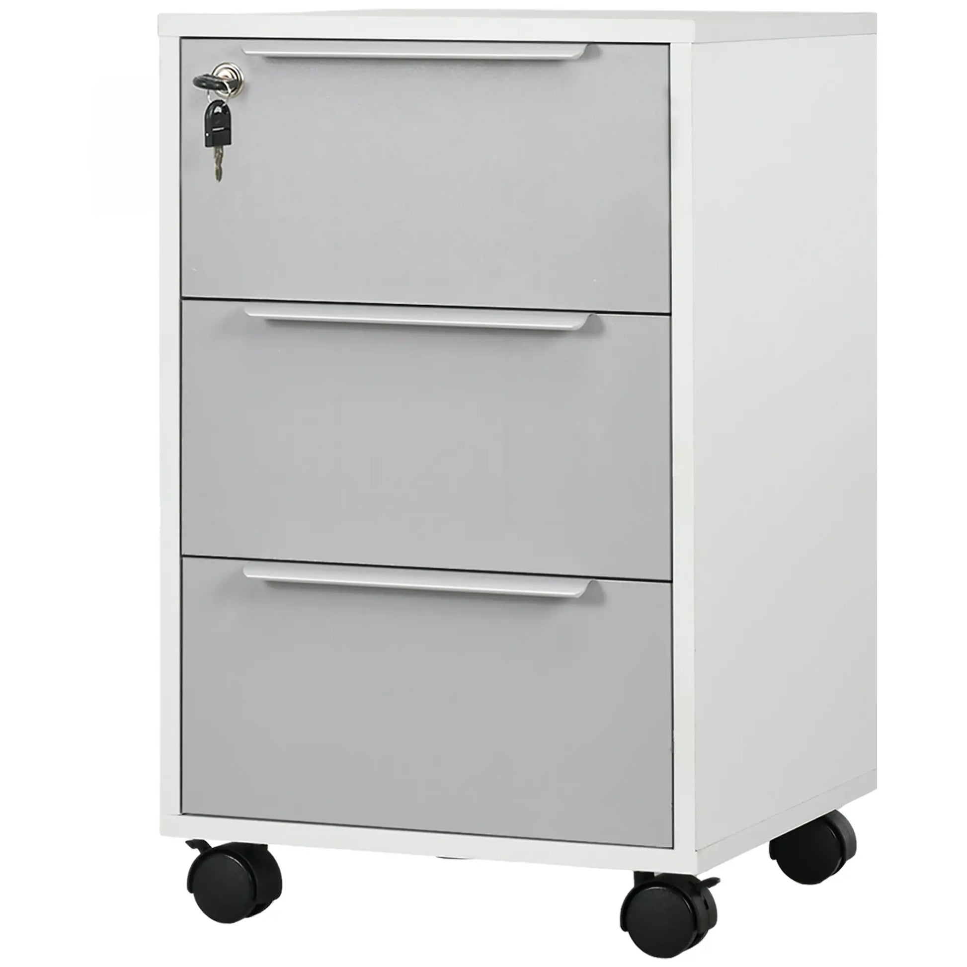 3 Drawer File Cabinet with Wheels, Vertical, Lock, Grey Office Cabinets & Cupboards at Gallery Canada