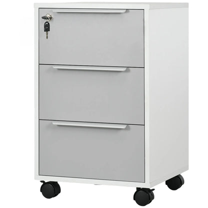 3 Drawer File Cabinet with Wheels, Vertical, Lock, Grey Office Cabinets & Cupboards at Gallery Canada