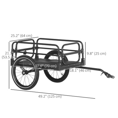 Bike Trailer, Bicycle Cargo Carrier, 16" Wheels, Hitch, Steel Frame, Black Bike Cargo Trailers at Gallery Canada