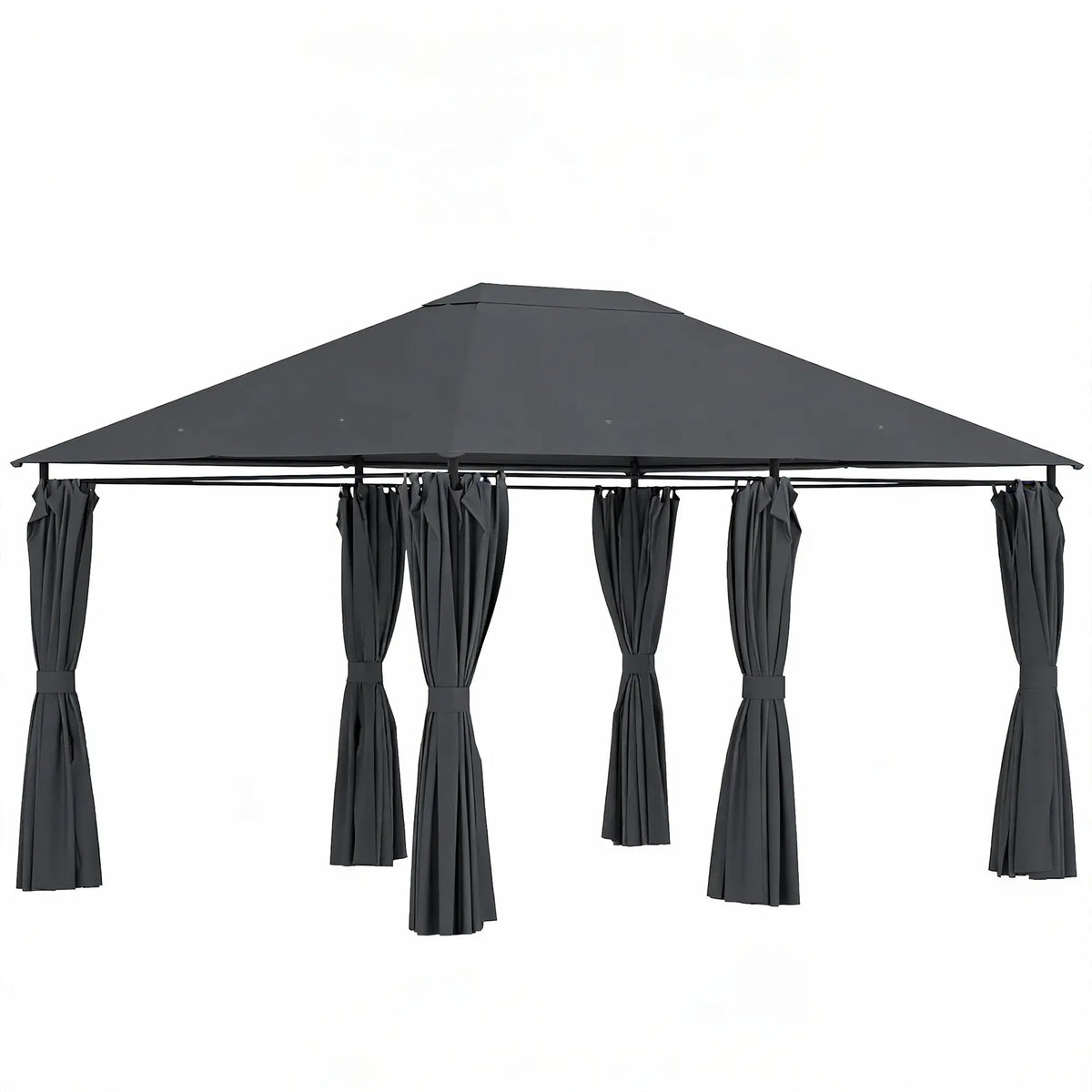 13'x10' Steel Patio Gazebo Canopy, 6 Removable Curtains, Dark Grey Gazebos at Gallery Canada