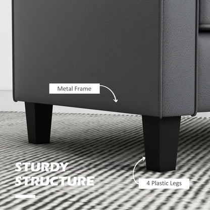 51" Canapé en similicuir, Sofa rembourré, Dossier capitonné, Gris