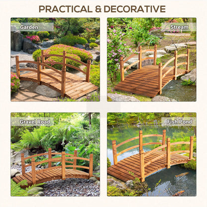 5FT Wooden Garden Bridge, Classic Arc Footbridge, Orange Garden Bridges at Gallery Canada