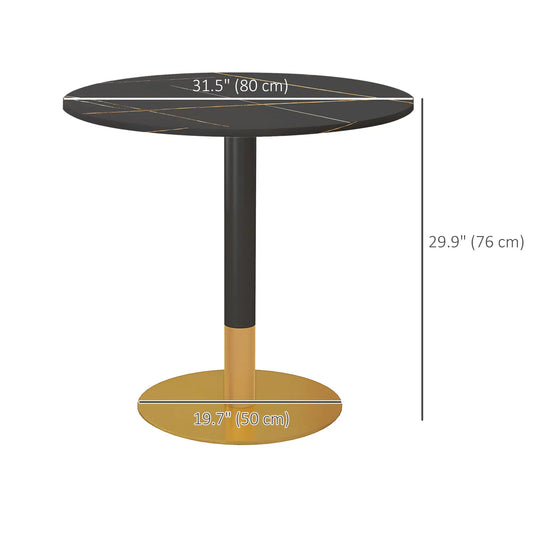 Round Dining Table, Faux Marble Top, Steel Base, Black Bar Tables & Dining Tables Black at Gallery Canada