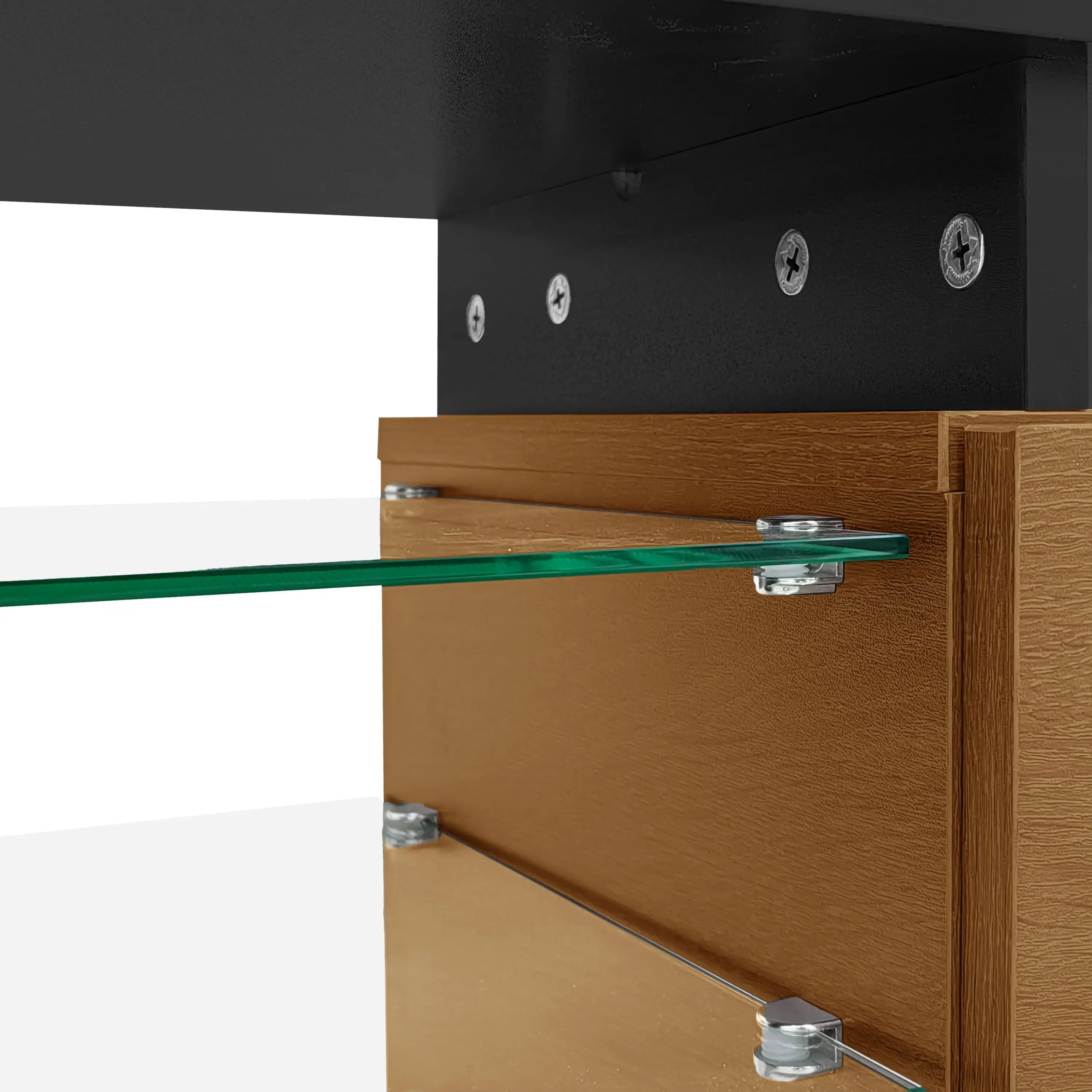 TV Stand With Glass Shelves, LED Lighting, 67