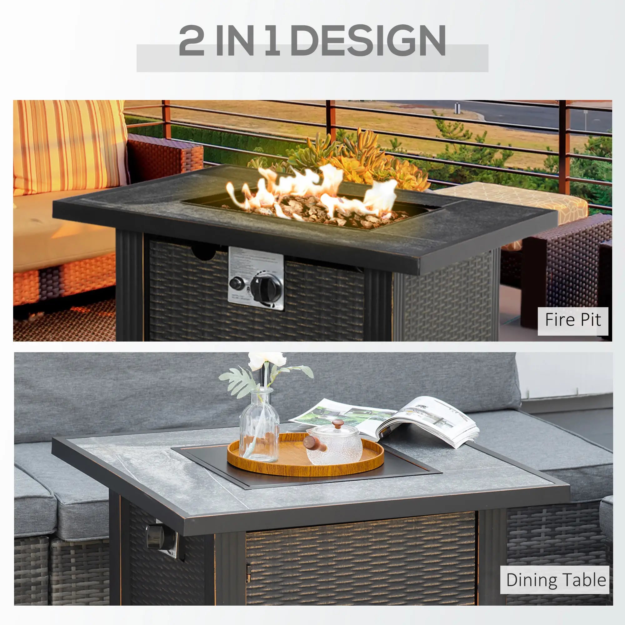 30 Inch Outdoor Gas Fire Pit Table, 50000 BTU, Auto Ignition, Lava Rocks, CSA Certified Fire Pits at Gallery Canada