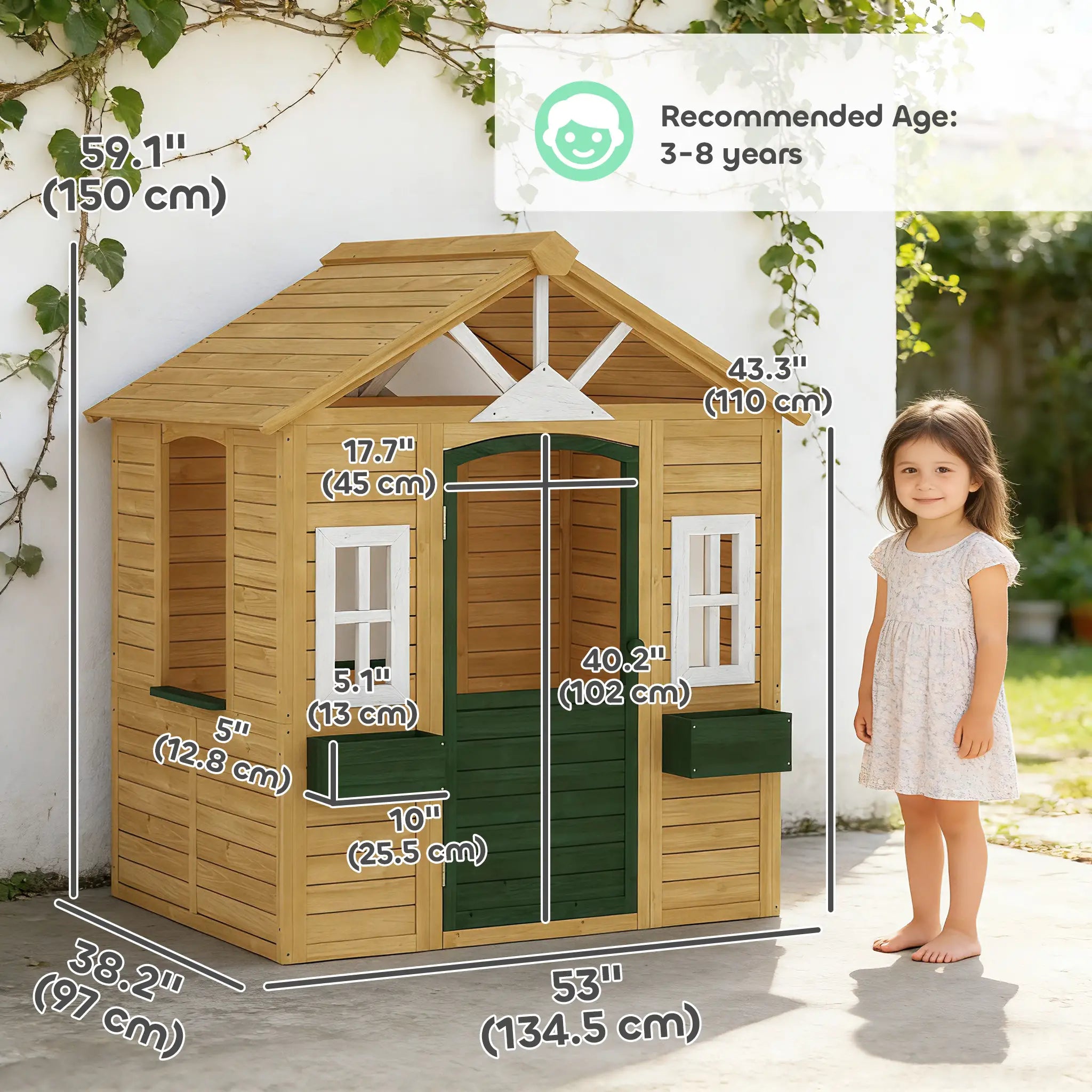 Wooden Kids Playhouse, Outdoor Garden, Indoor Playroom, Ages 3-8 Play Houses at Gallery Canada
