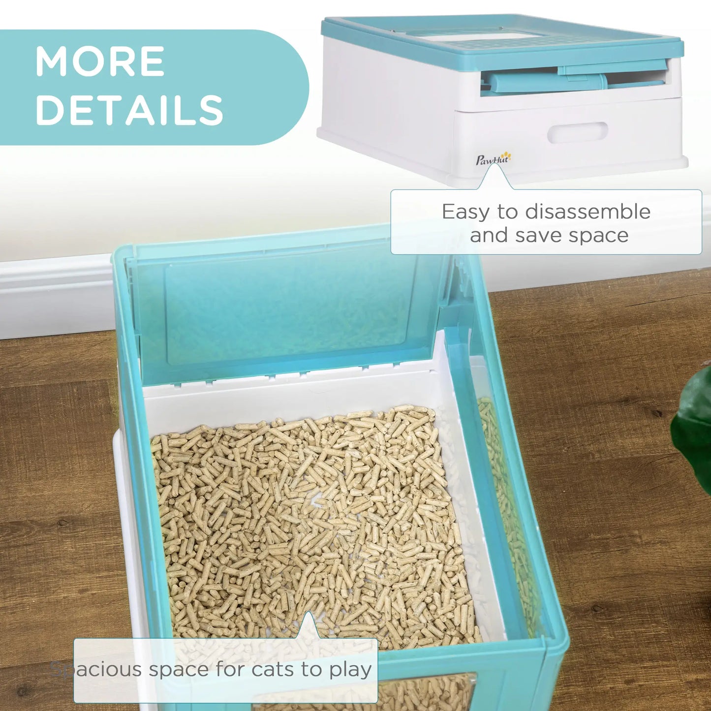 Top Entry Enclosed Kitty Litter Box with Scoop, Tray, Blue Cat Litter Box Enclosures at Gallery Canada