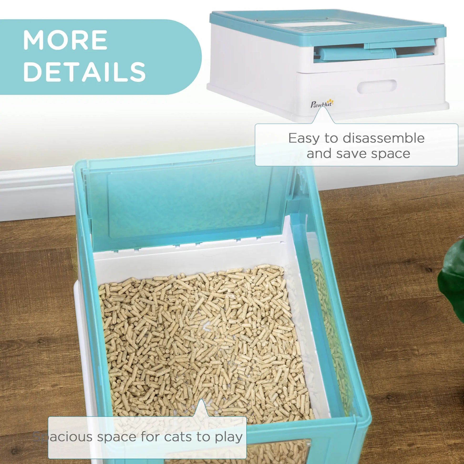 Top Entry Enclosed Kitty Litter Box with Scoop, Tray, Blue Cat Litter Box Enclosures at Gallery Canada