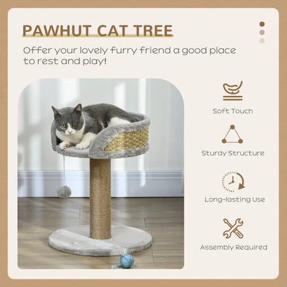 Cat Tree with Scratching Post, Toy Ball, Perch, 16" x 16" x 19", Grey Cat Trees at Gallery Canada