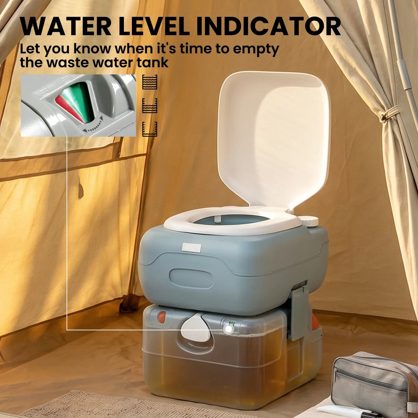 5.8 Gallon Portable Toilet With Level Indicator, Anti-Leak Pump Camping Toilets at Gallery Canada
