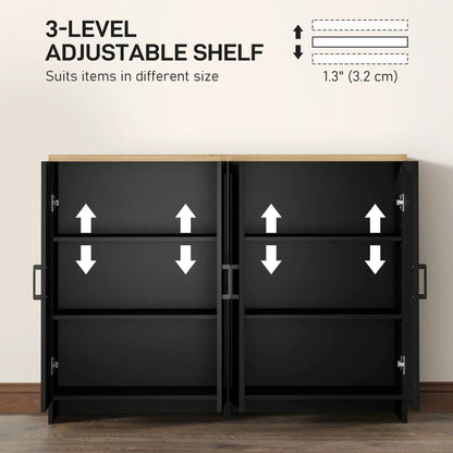 Modern Sideboard Buffet Cabinet, 4 Doors Adjustable Shelves, Black Storage Cabinets at Gallery Canada
