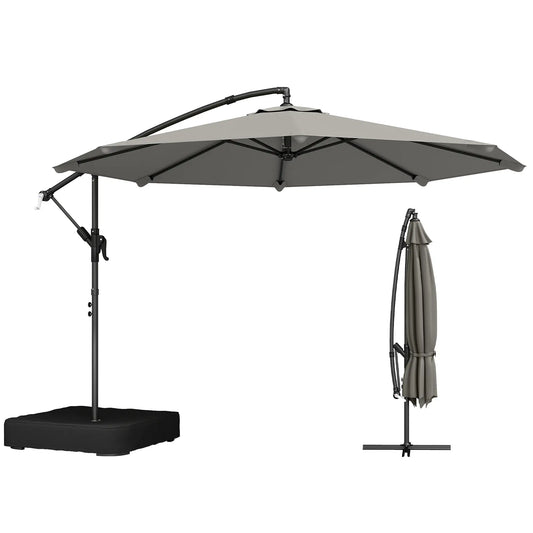 9.6 ft Offset Patio Umbrella, With Sandbag And 360° Rotation, Grey Offset Cantilever Umbrellas Grey, Black at Gallery Canada