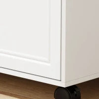 2 Drawer Mobile Filing Cabinet with Wheels, Walnut and White, Walnut and White