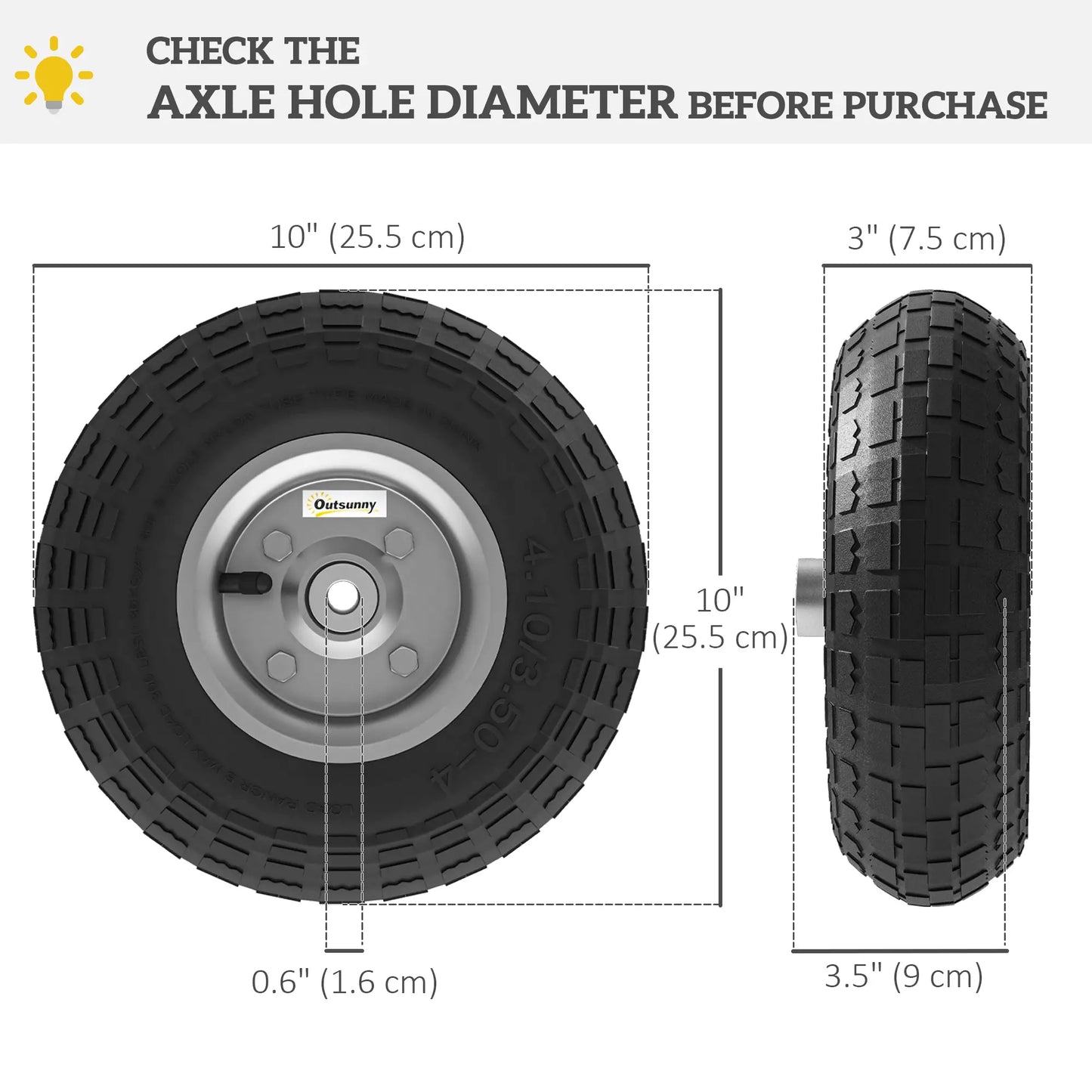 Set Of 2 Pneumatic Wheels, 10" Wheelbarrow Wheels Replacement, Black Garden Accessories at Gallery Canada