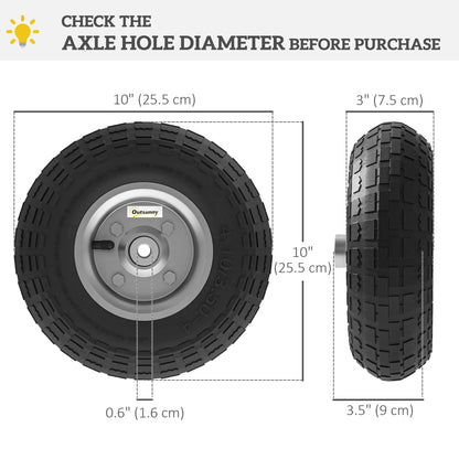 Set Of 2 Pneumatic Wheels, 10" Wheelbarrow Wheels Replacement, Black Garden Accessories at Gallery Canada