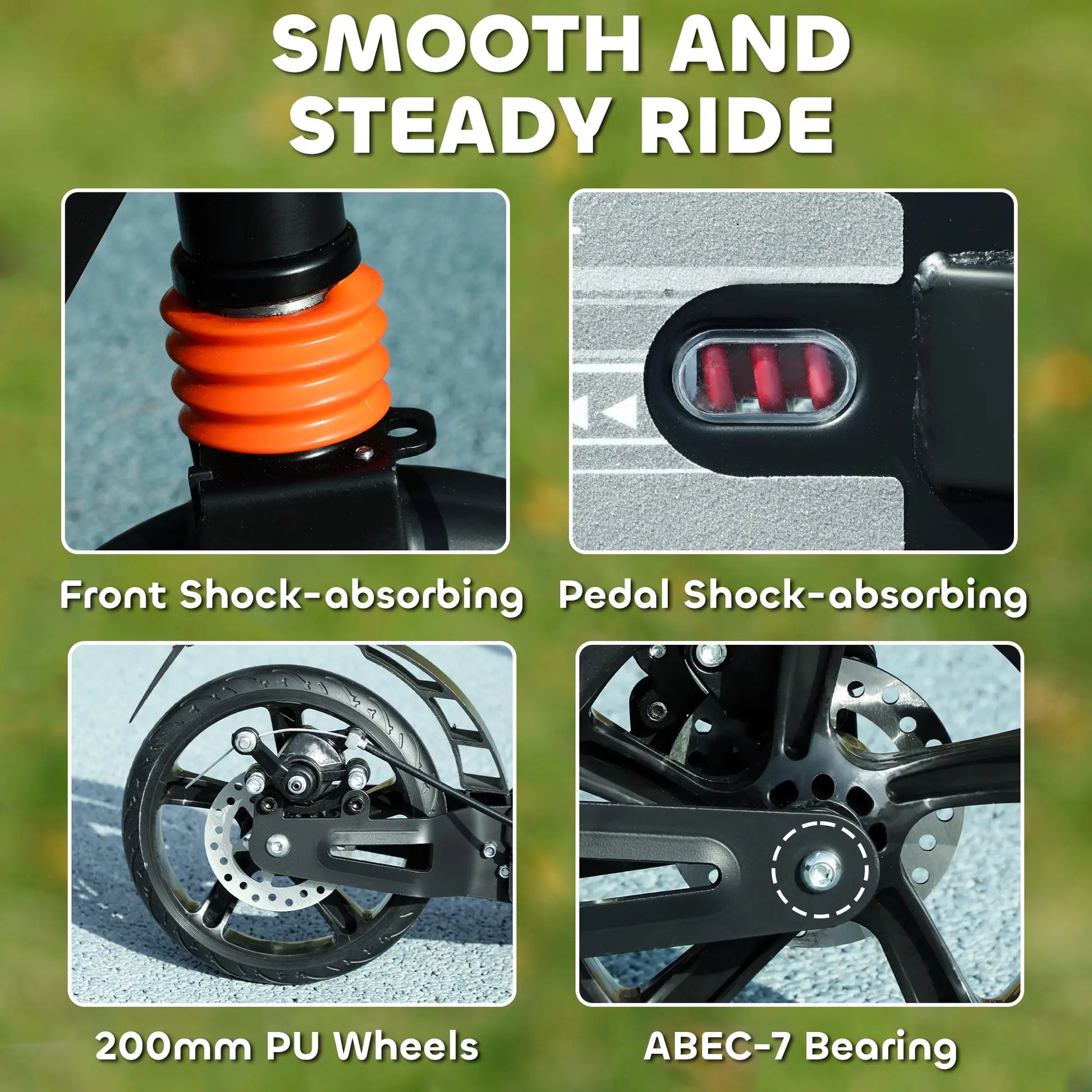 Foldable Kids Scooter, 4 Adjustable Heights, Double Brakes, Shock Absorption, Ages 6-12, Black Scooters at Gallery Canada