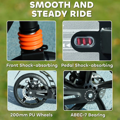 Foldable Kids Scooter, 4 Adjustable Heights, Double Brakes, Shock Absorption, Ages 6-12, Black Scooters at Gallery Canada