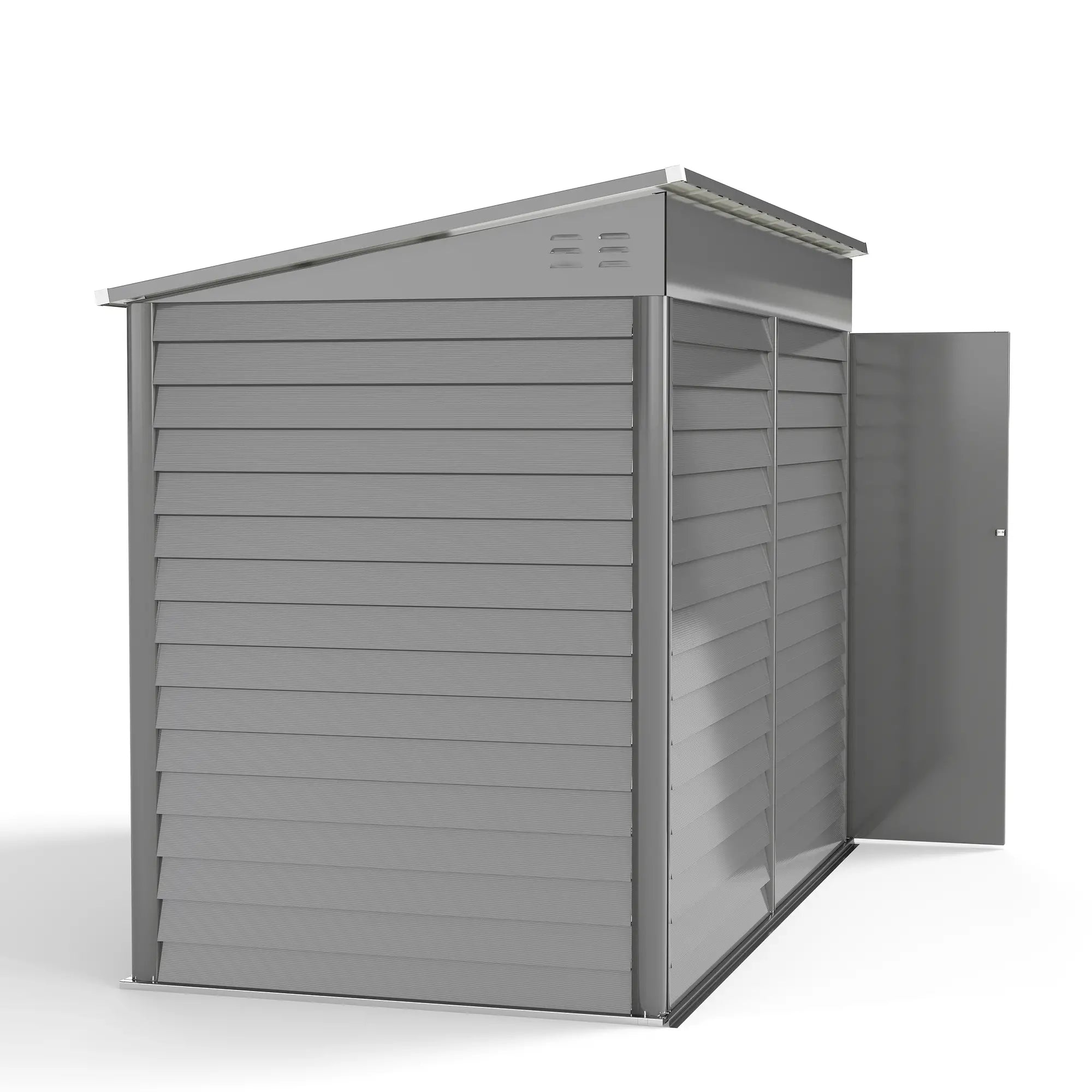 4.6' x 9' Steel Outdoor Storage Shed, Lean to, Lockable Doors, Grey Sheds at Gallery Canada