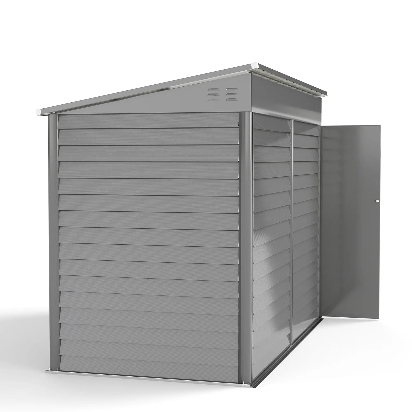 4.6' x 9' Steel Outdoor Storage Shed, Lean to, Lockable Doors, Grey Sheds at Gallery Canada