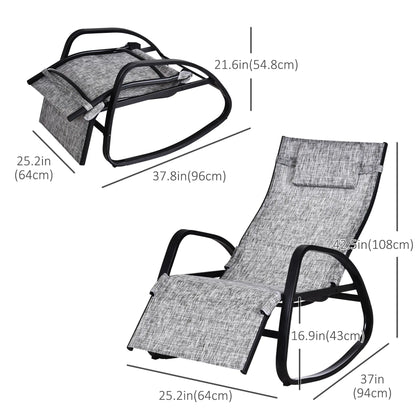 Adjustable Zero Gravity Rocking Lounge Chair, Outdoor Recliner w/ Pillow, Footrest Outdoor Rocking Chairs at Gallery Canada