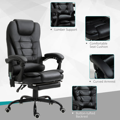 7-Point Vibrating Massage Chair, Reclining Office Chair, Footrest, Black Massage Chairs at Gallery Canada