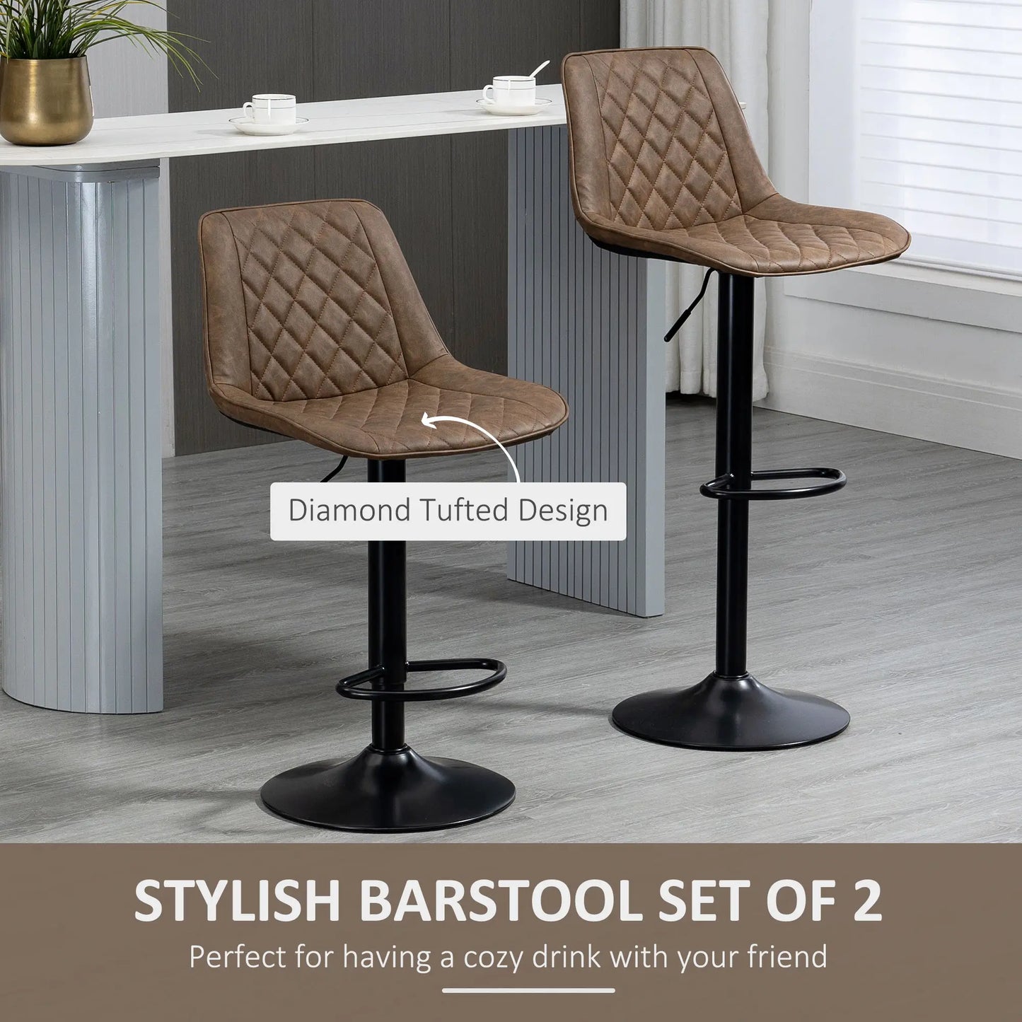 Swivel Counter Height Barstools Set of 2, Adjustable, Dark Brown Bar Stools at Gallery Canada