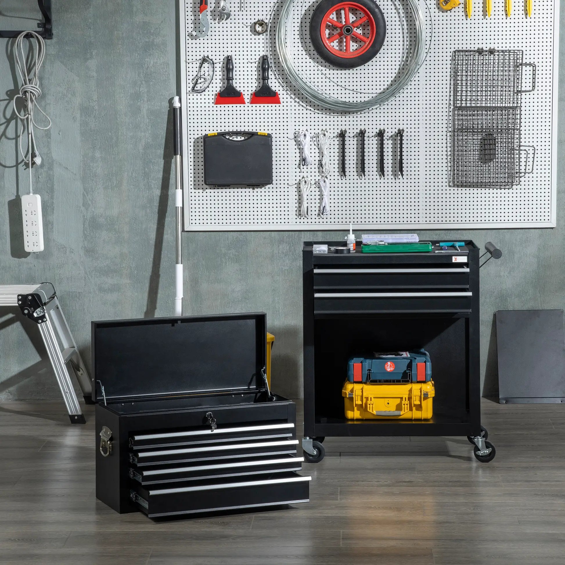 6-Drawer Tool Chest, 4 Wheels, Lockable Rolling Storage Cabinet, Black Tool Organizers at Gallery Canada