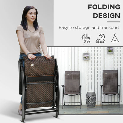 2PCs Outdoor Wicker Folding Chairs, Adjustable Backrest, Brown Patio Chairs at Gallery Canada
