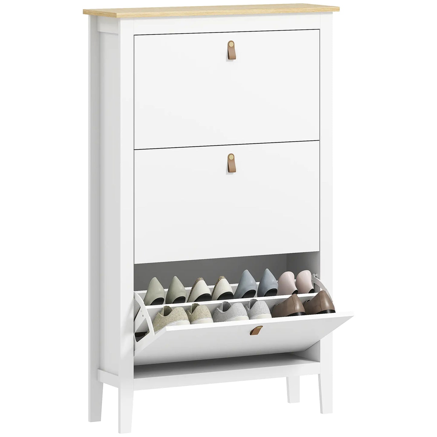Narrow 3-Flip Drawer Shoe Cabinet, Adjustable Shelves, White Shoe Storage Cabinets & Racks at Gallery Canada