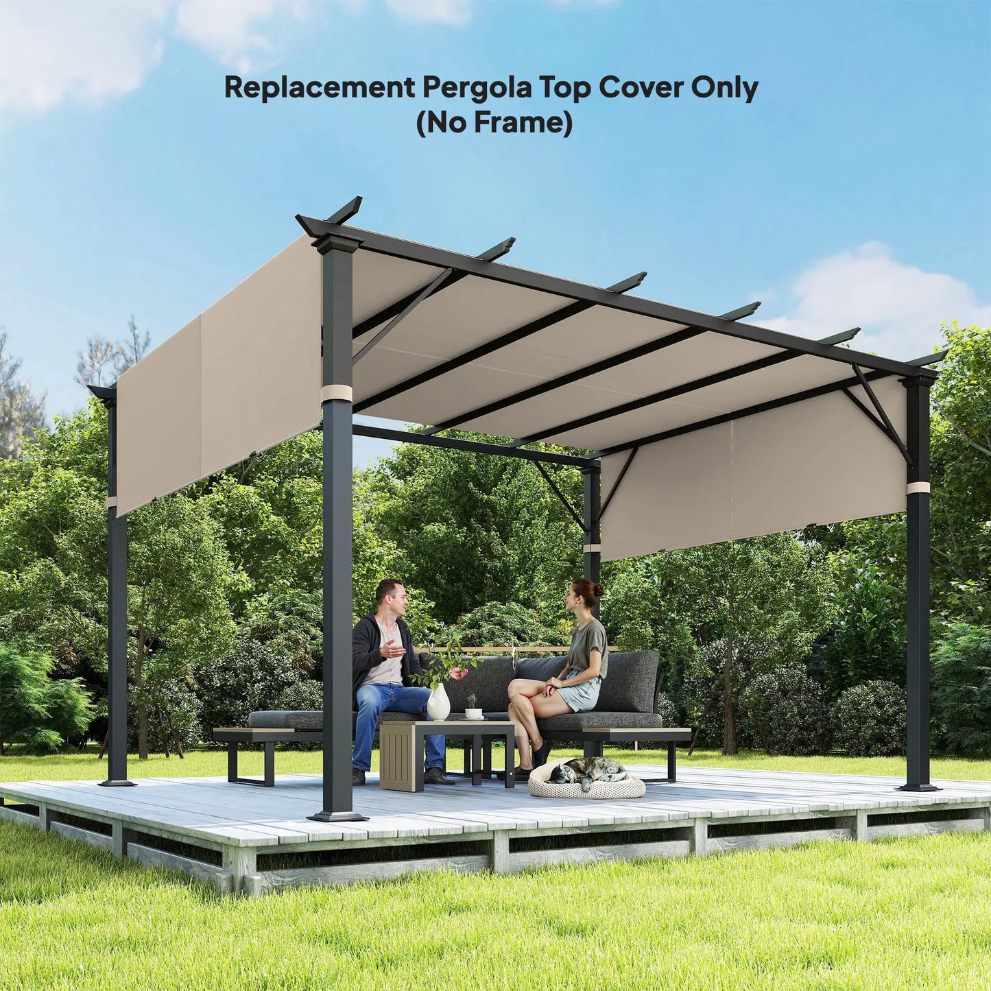 UV Protection Pergola Replacement Canopy, 10' x 11.8', Khaki Gazebo Canopy Replacement at Gallery Canada