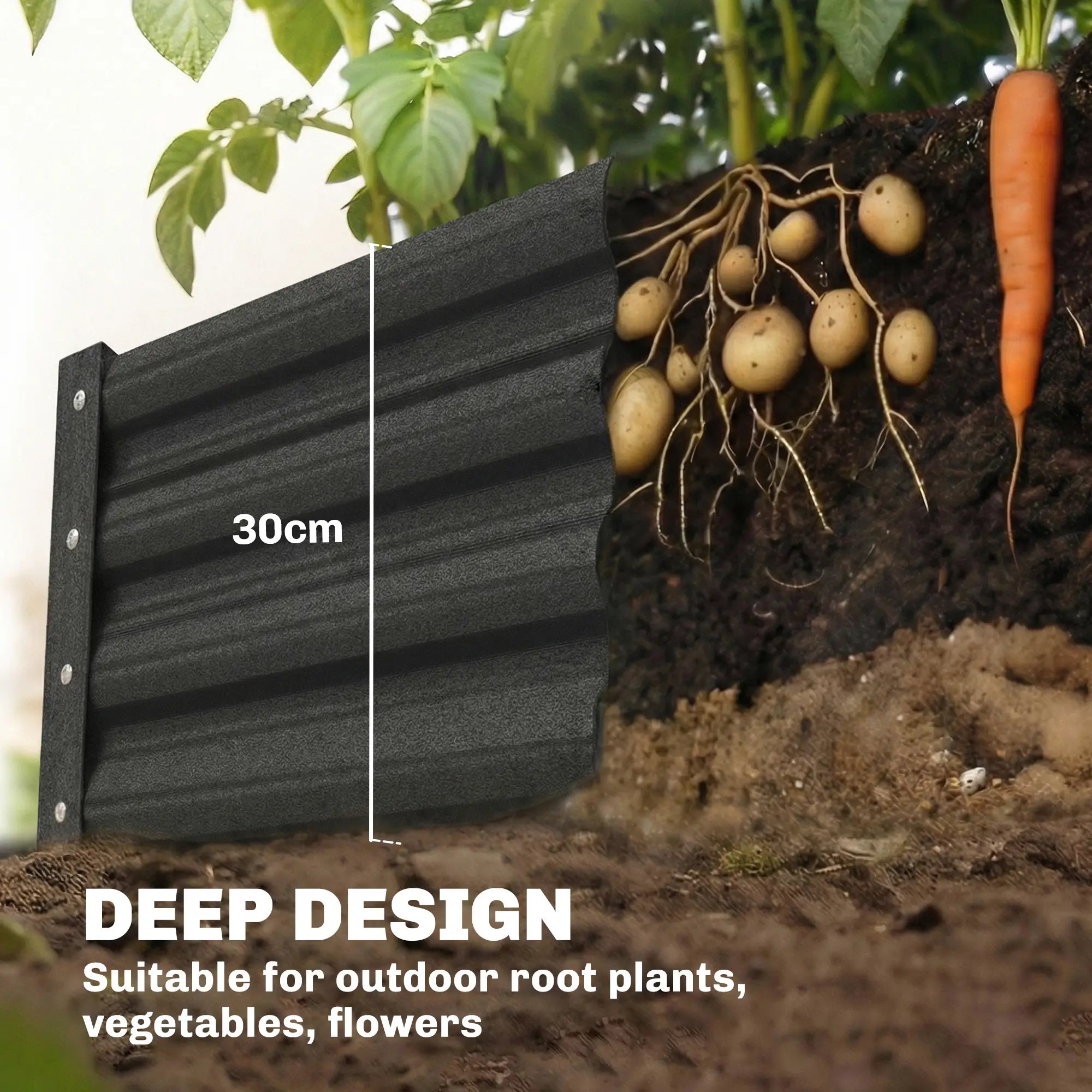 8x4x1ft Galvanized Raised Garden Bed, Reinforced Planter Box, Dark Grey Galvanized Planter Boxes at Gallery Canada