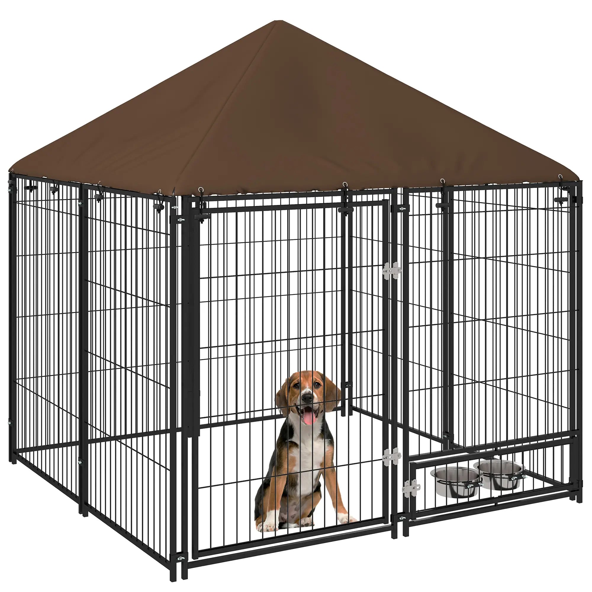4.6' x 4.6' x 5' Outdoor Dog Kennel, Canopy, Rotating Bowls, Coffee Houses, Kennels & Pens at Gallery Canada