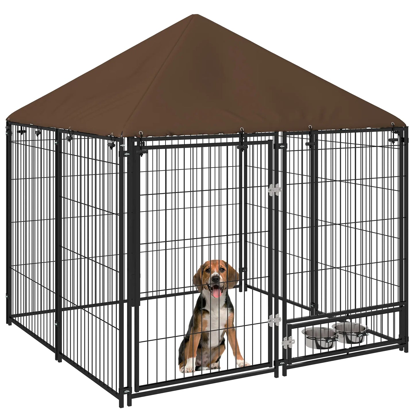 4.6' x 4.6' x 5' Outdoor Dog Kennel, Canopy, Rotating Bowls, Coffee Houses, Kennels & Pens at Gallery Canada