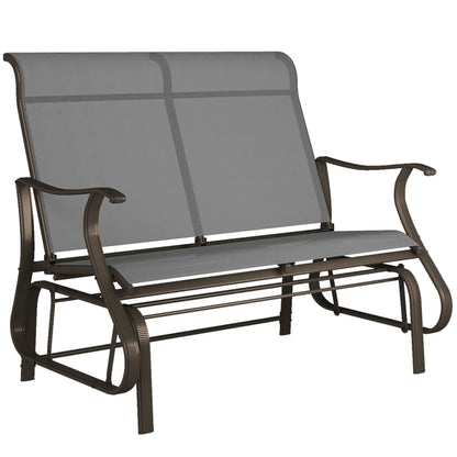 Double Gliding Chair, Patio Glider, Steel Frame, Light Grey