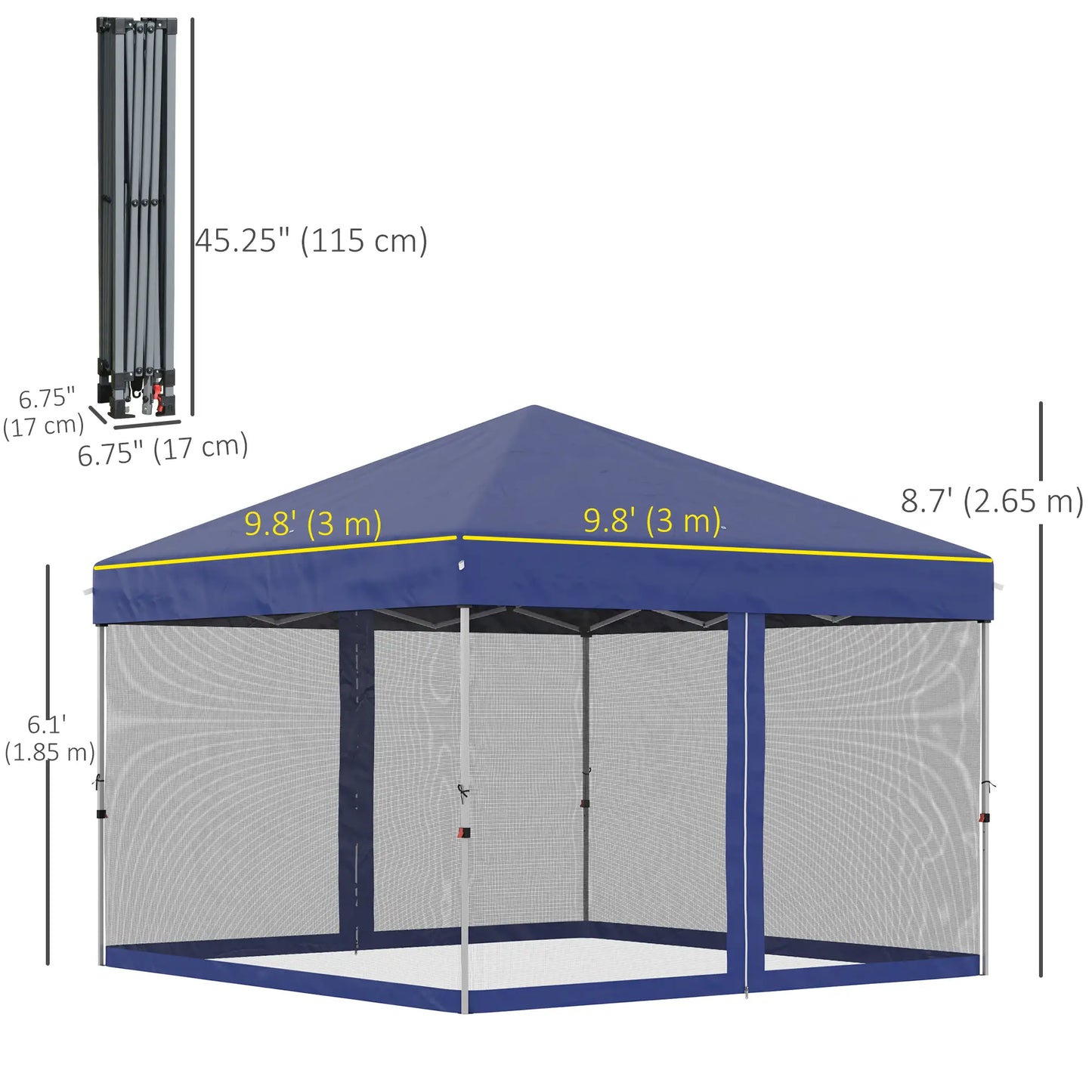 10' x 10' Pop-Up Canopy Tent, Mesh Sidewalls, Adjustable Height, Blue Pop Up Canopies at Gallery Canada