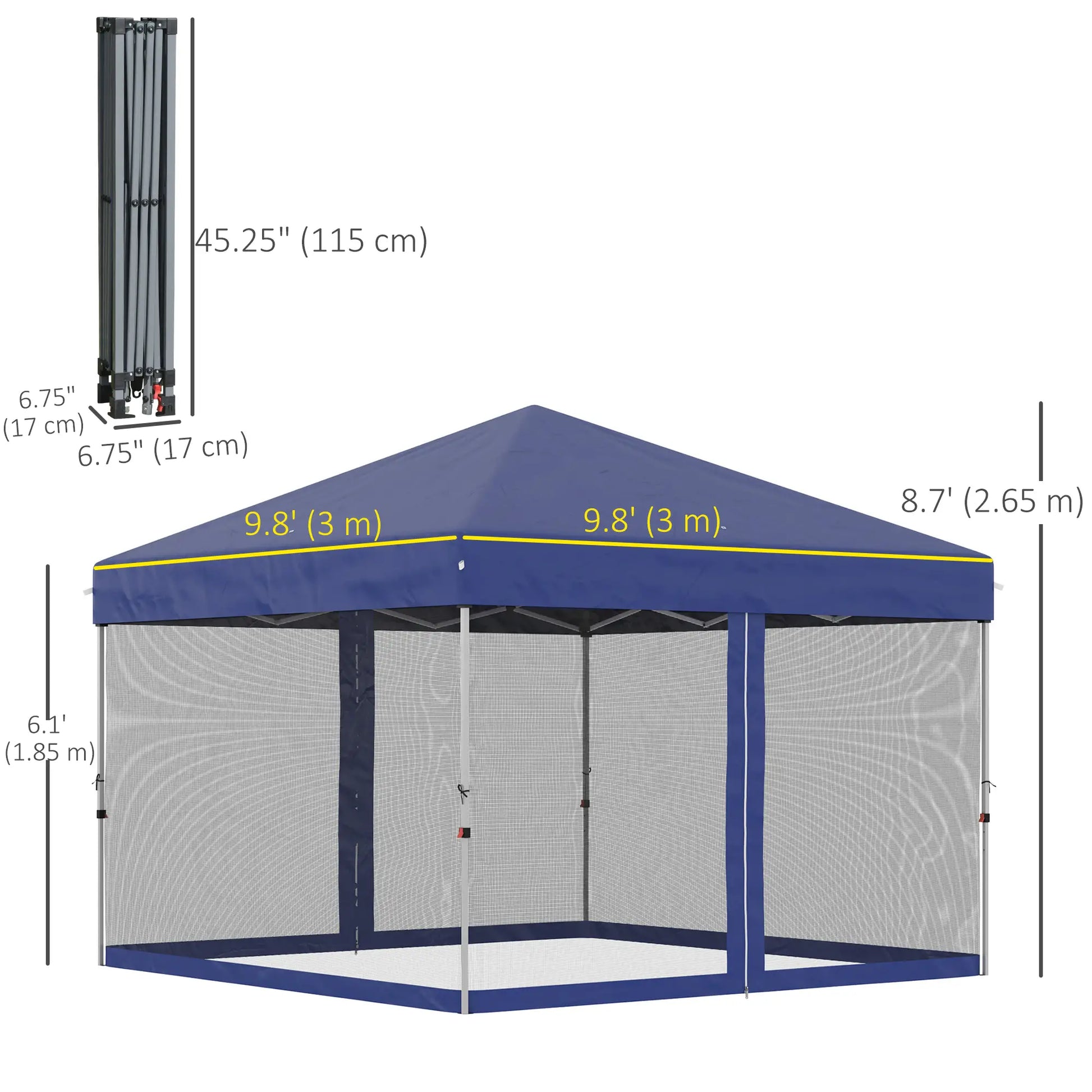 10' x 10' Pop-Up Canopy Tent, Mesh Sidewalls, Adjustable Height, Blue Pop Up Canopies at Gallery Canada