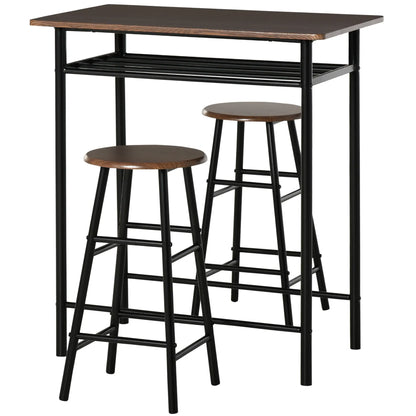3-Piece Counter Height Bar Table Set, 1 Table 2 Stools, Black Oak, Black Bar Sets Black, Oak Brown at Gallery Canada